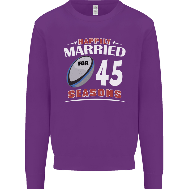 45 Year Wedding Anniversary 45th Rugby Mens Sweatshirt Jumper Purple