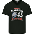 45 Year Wedding Anniversary 45th Rugby Mens V-Neck Cotton T-Shirt Black