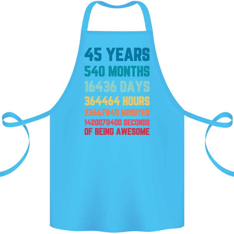 45th Birthday 45 Year Old Cotton Apron 100% Organic Turquoise