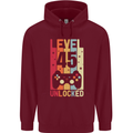 45th Birthday 45 Year Old Level Up Gamming Mens 80% Cotton Hoodie Maroon