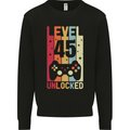 45th Birthday 45 Year Old Level Up Gamming Mens Sweatshirt Jumper Black