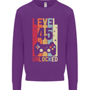 45th Birthday 45 Year Old Level Up Gamming Mens Sweatshirt Jumper Purple