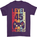 45th Birthday 45 Year Old Level Up Gamming Mens T-Shirt 100% Cotton Purple