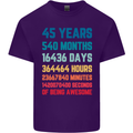 45th Birthday 45 Year Old Mens Cotton T-Shirt Tee Top Purple