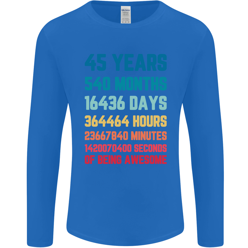 45th Birthday 45 Year Old Mens Long Sleeve T-Shirt Royal Blue