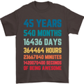 45th Birthday 45 Year Old Mens T-Shirt 100% Cotton Dark Chocolate