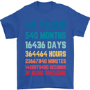 45th Birthday 45 Year Old Mens T-Shirt 100% Cotton Royal Blue