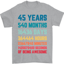 45th Birthday 45 Year Old Mens T-Shirt 100% Cotton Sports Grey