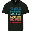 45th Birthday 45 Year Old Mens V-Neck Cotton T-Shirt Black