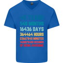 45th Birthday 45 Year Old Mens V-Neck Cotton T-Shirt Royal Blue