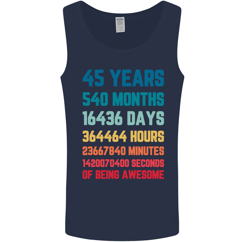 45th Birthday 45 Year Old Mens Vest Tank Top Navy Blue