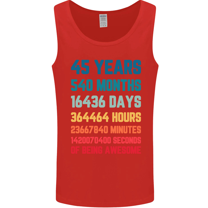 45th Birthday 45 Year Old Mens Vest Tank Top Red