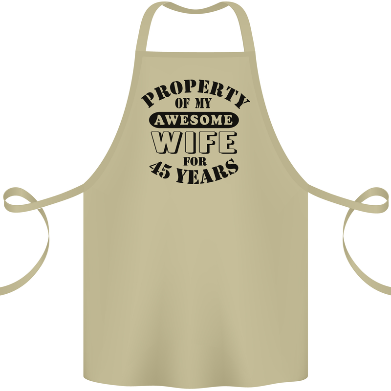 45th Wedding Anniversary 45 Year Funny Wife Cotton Apron 100% Organic Khaki