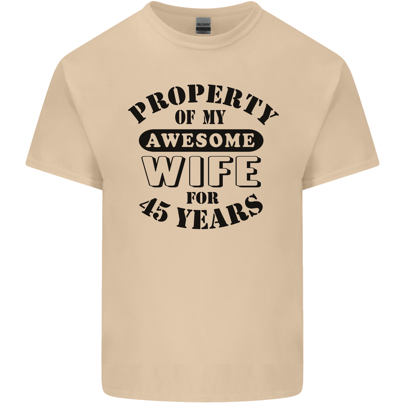 45th Wedding Anniversary 45 Year Funny Wife Mens Cotton T-Shirt Tee Top Sand