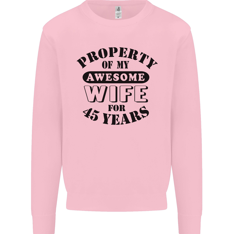 45th Wedding Anniversary 45 Year Funny Wife Mens Sweatshirt Jumper Light Pink