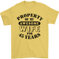 45th Wedding Anniversary 45 Year Funny Wife Mens T-Shirt 100% Cotton Yellow