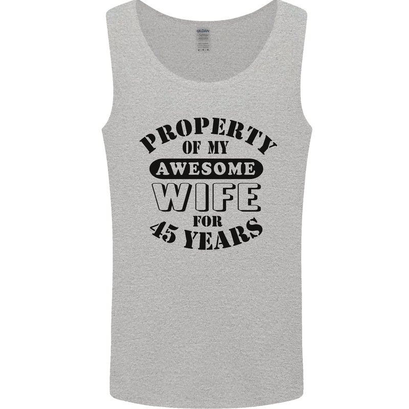 45th Wedding Anniversary 45 Year Funny Wife Mens Vest Tank Top Sports Grey