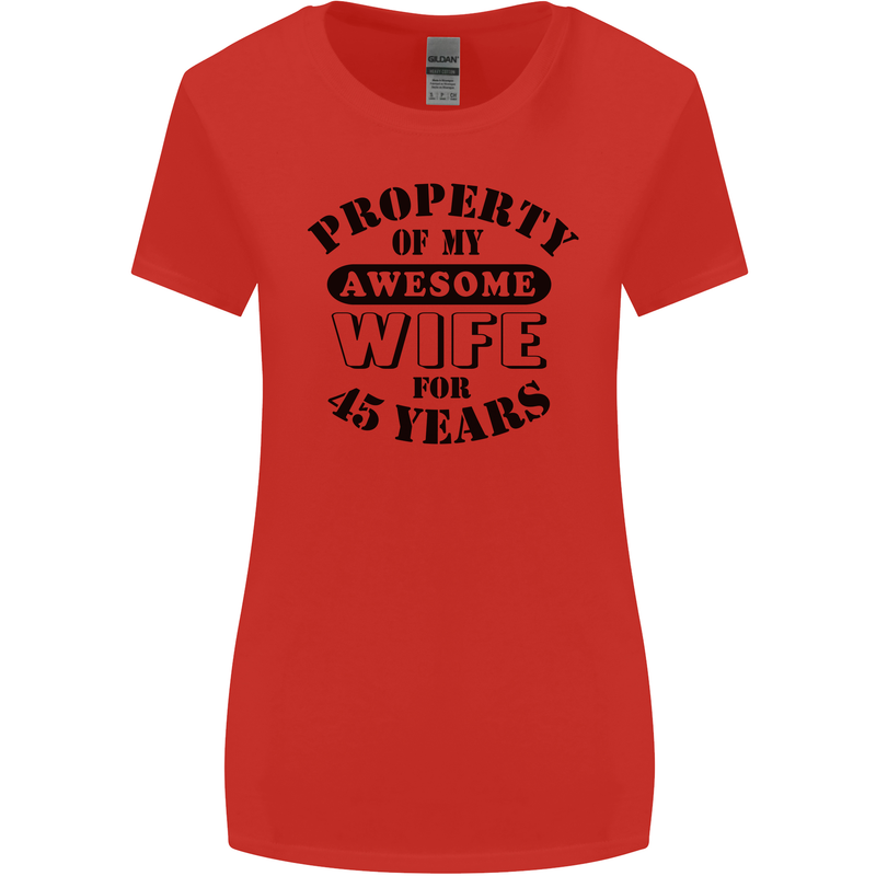 45th Wedding Anniversary 45 Year Funny Wife Womens Wider Cut T-Shirt Red