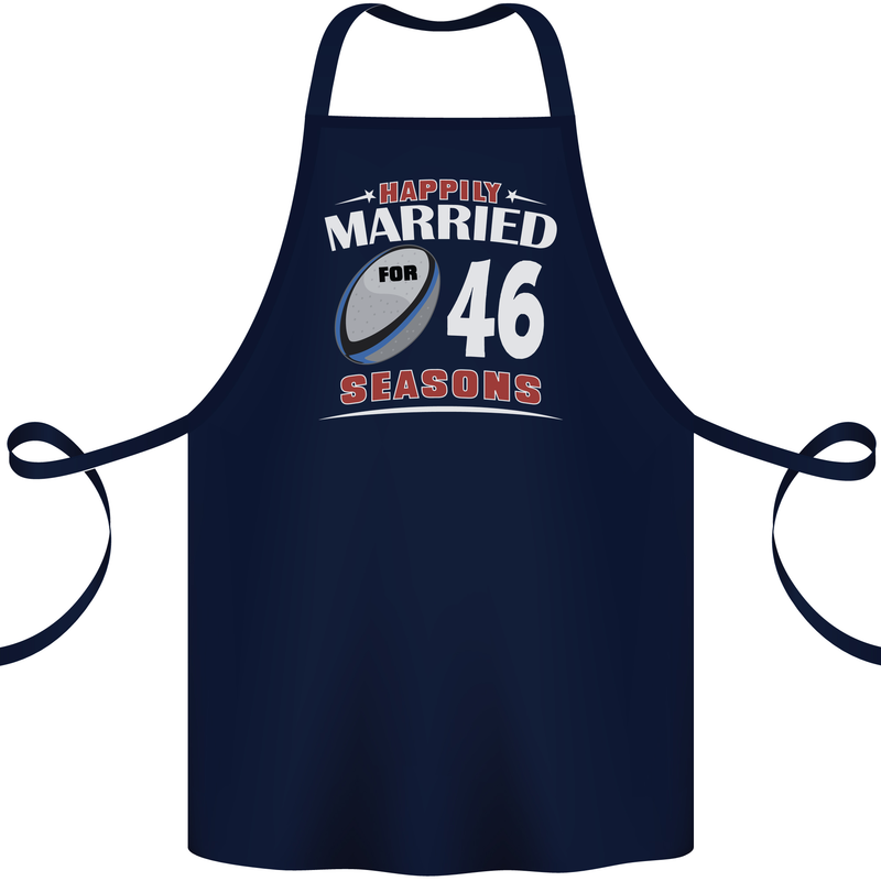 46 Year Wedding Anniversary 46th Rugby Cotton Apron 100% Organic Navy Blue
