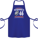 46 Year Wedding Anniversary 46th Rugby Cotton Apron 100% Organic Royal Blue