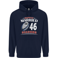 46 Year Wedding Anniversary 46th Rugby Mens 80% Cotton Hoodie Navy Blue