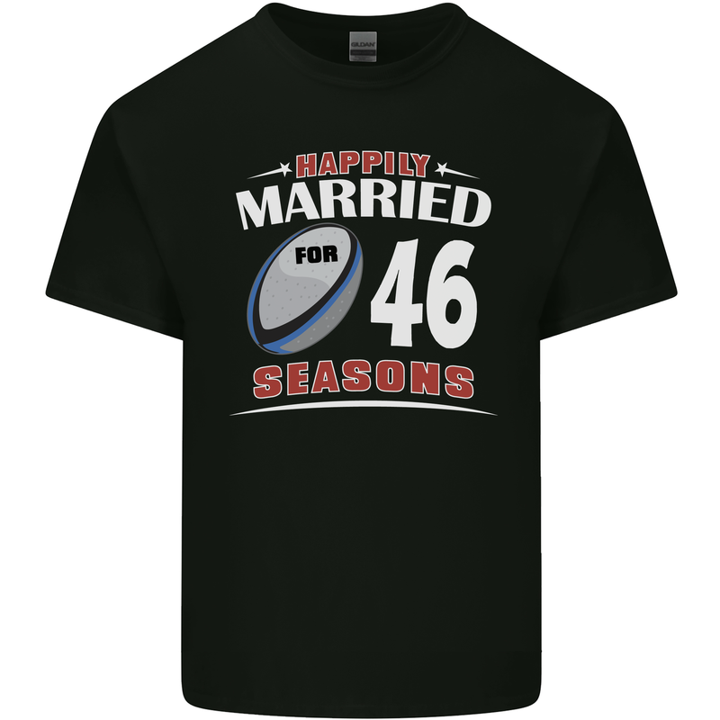 46 Year Wedding Anniversary 46th Rugby Mens Cotton T-Shirt Tee Top Black