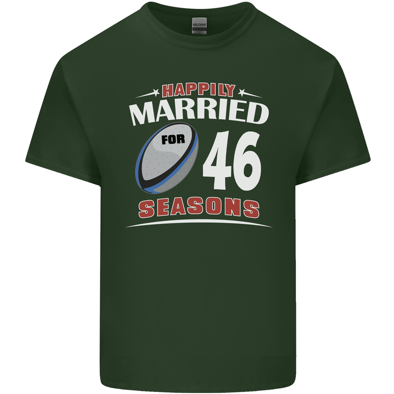46 Year Wedding Anniversary 46th Rugby Mens Cotton T-Shirt Tee Top Forest Green