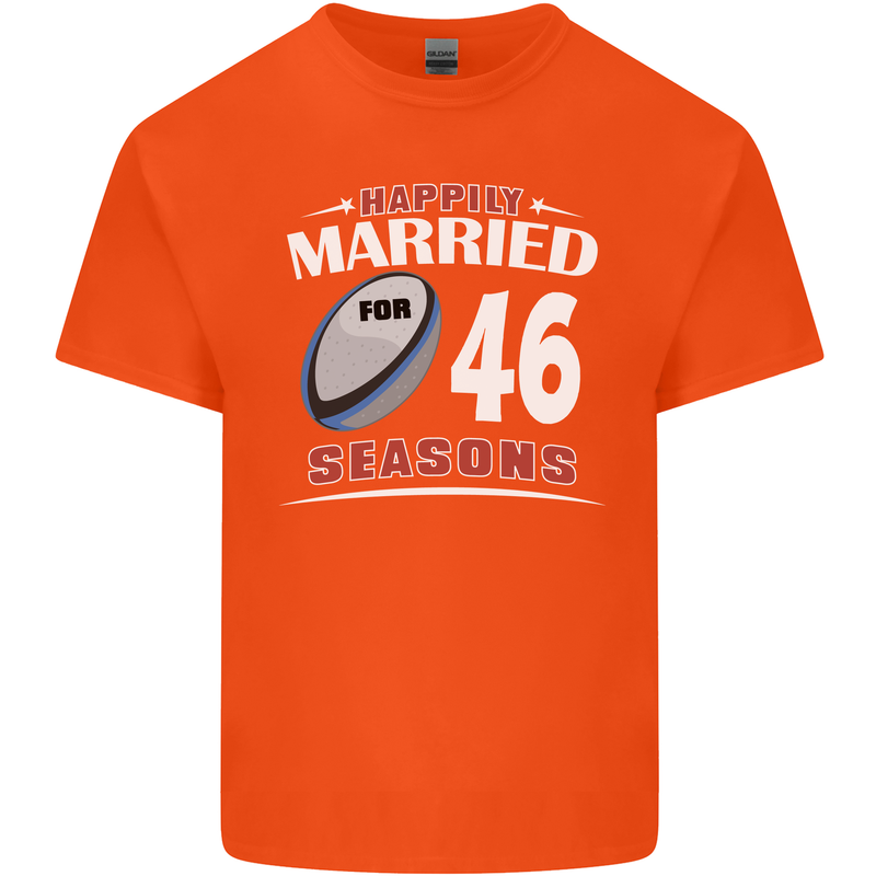 46 Year Wedding Anniversary 46th Rugby Mens Cotton T-Shirt Tee Top Orange