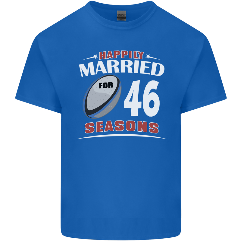 46 Year Wedding Anniversary 46th Rugby Mens Cotton T-Shirt Tee Top Royal Blue