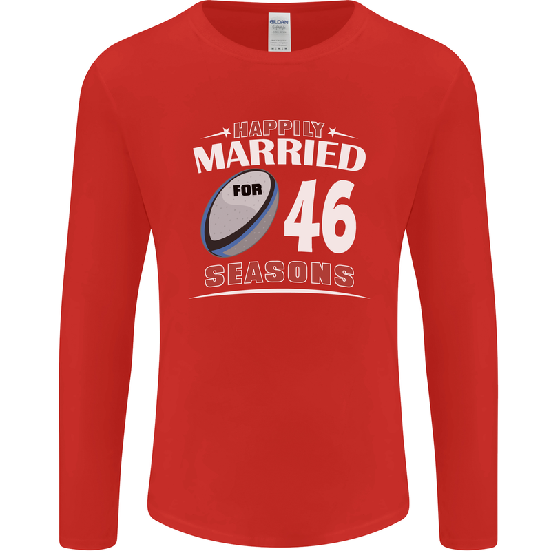 46 Year Wedding Anniversary 46th Rugby Mens Long Sleeve T-Shirt Red