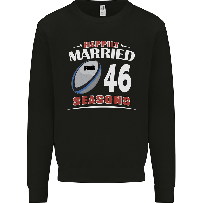 46 Year Wedding Anniversary 46th Rugby Mens Sweatshirt Jumper Black