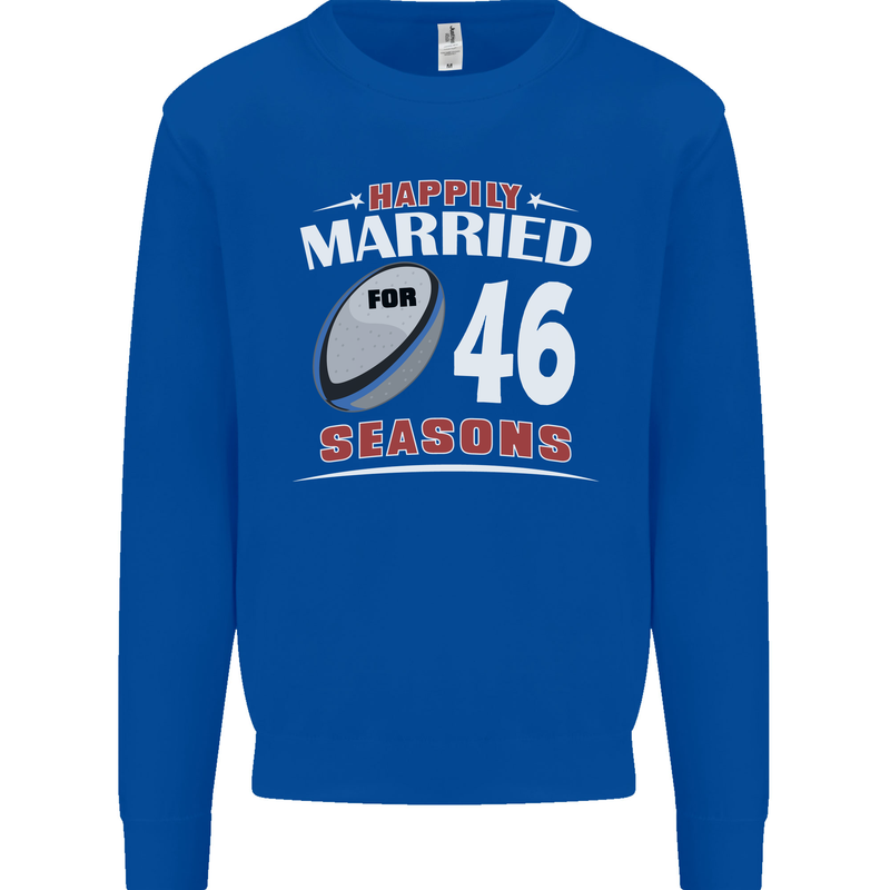 46 Year Wedding Anniversary 46th Rugby Mens Sweatshirt Jumper Royal Blue
