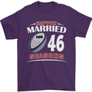 46 Year Wedding Anniversary 46th Rugby Mens T-Shirt 100% Cotton Purple