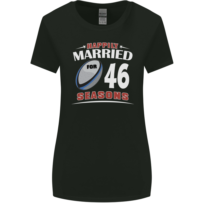 46 Year Wedding Anniversary 46th Rugby Womens Wider Cut T-Shirt Black