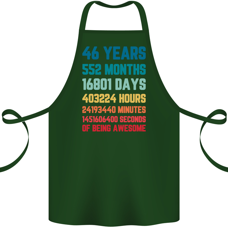 46th Birthday 46 Year Old Cotton Apron 100% Organic Forest Green