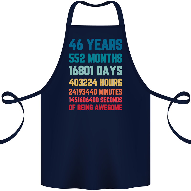 46th Birthday 46 Year Old Cotton Apron 100% Organic Navy Blue