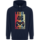46th Birthday 46 Year Old Level Up Gamming Mens 80% Cotton Hoodie Navy Blue