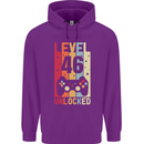 46th Birthday 46 Year Old Level Up Gamming Mens 80% Cotton Hoodie Purple