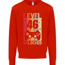 46th Birthday 46 Year Old Level Up Gamming Mens Sweatshirt Jumper Bright Red