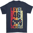 46th Birthday 46 Year Old Level Up Gamming Mens T-Shirt 100% Cotton Navy Blue