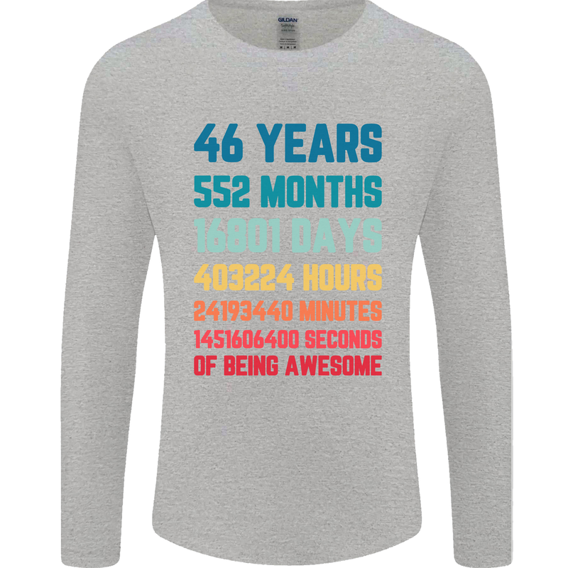 46th Birthday 46 Year Old Mens Long Sleeve T-Shirt Sports Grey