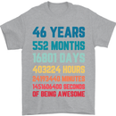 46th Birthday 46 Year Old Mens T-Shirt 100% Cotton Sports Grey