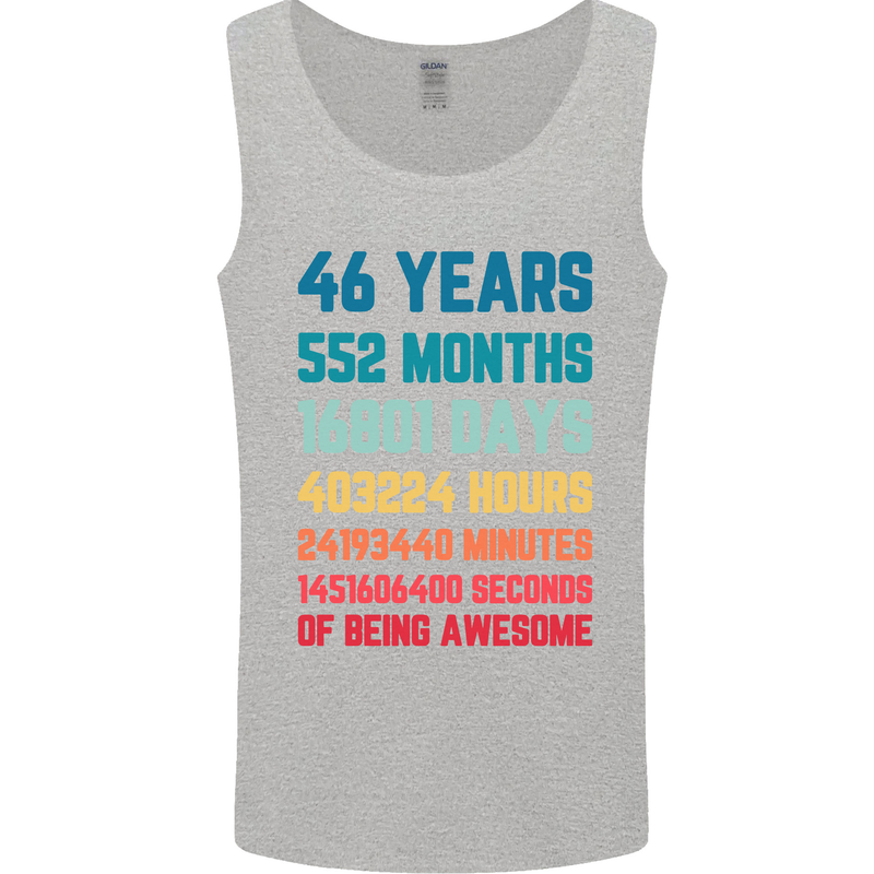 46th Birthday 46 Year Old Mens Vest Tank Top Sports Grey