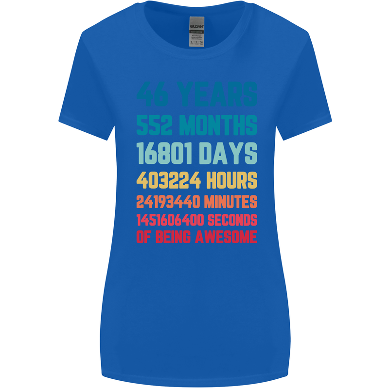 46th Birthday 46 Year Old Womens Wider Cut T-Shirt Royal Blue