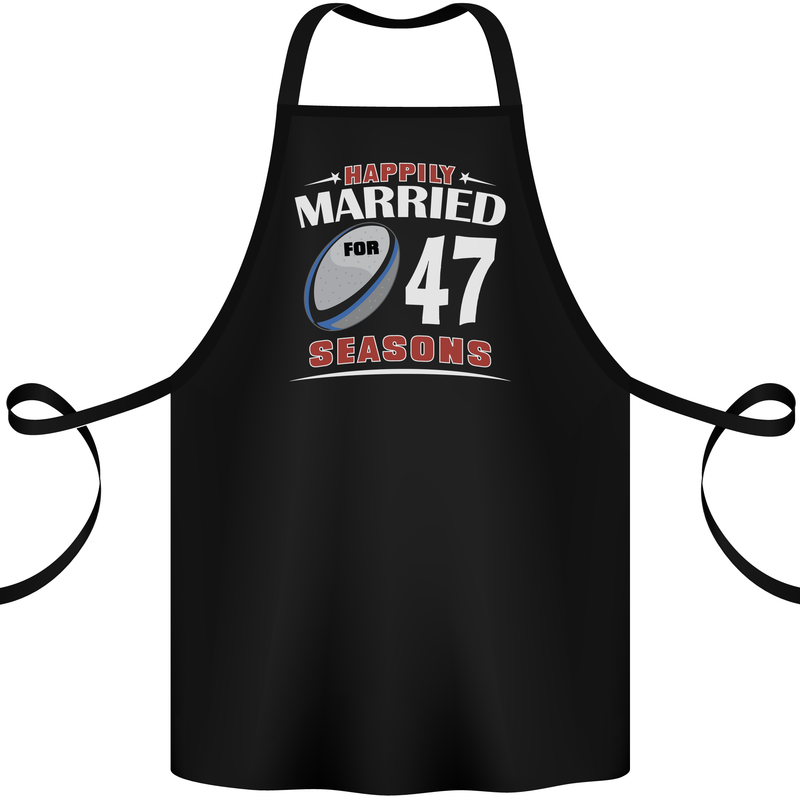 47 Year Wedding Anniversary 47th Rugby Cotton Apron 100% Organic Black