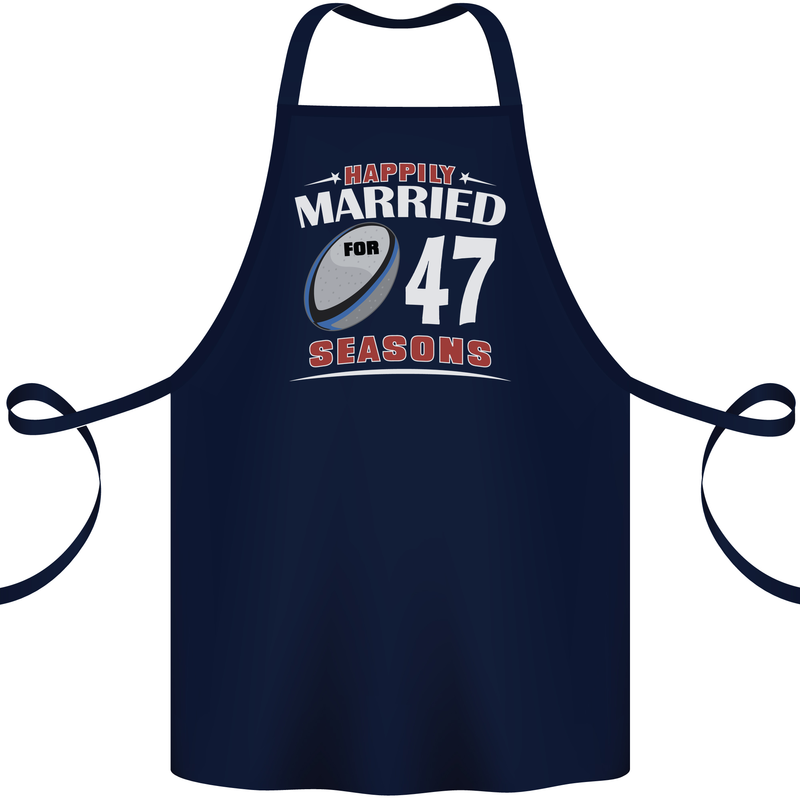 47 Year Wedding Anniversary 47th Rugby Cotton Apron 100% Organic Navy Blue