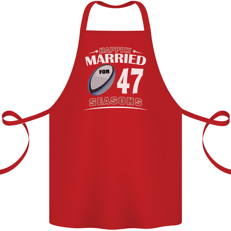 47 Year Wedding Anniversary 47th Rugby Cotton Apron 100% Organic Red