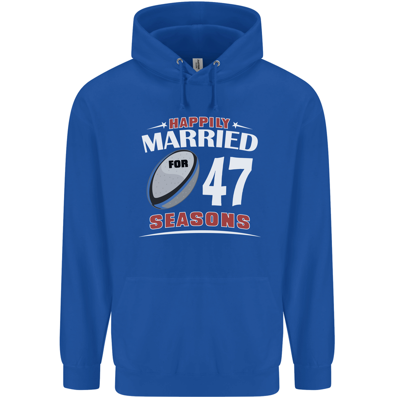 47 Year Wedding Anniversary 47th Rugby Mens 80% Cotton Hoodie Royal Blue