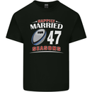 47 Year Wedding Anniversary 47th Rugby Mens Cotton T-Shirt Tee Top Black