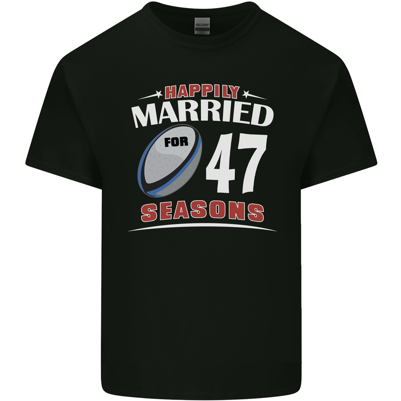 47 Year Wedding Anniversary 47th Rugby Mens Cotton T-Shirt Tee Top Black